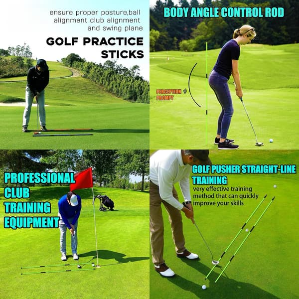 Korriger din svingbane og holdning med dette par 48-tommer foldbare pinde, ideelle til træning overalt. (Til driving range, baghave Blue