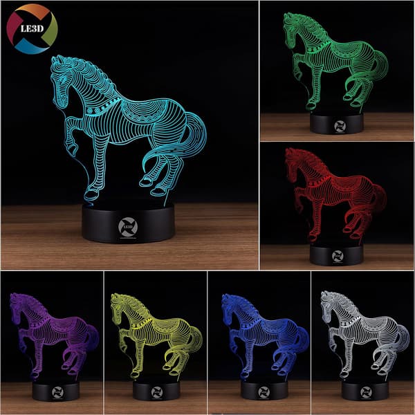 3D Optisk Illusions Natlampe - 7 LED Farveskiftende Lampe