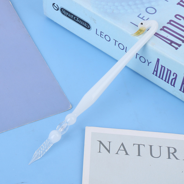 Glass Dip Pen Ink Set Swan Pattern Writing Signature Fountain Pen School Stationery Gift