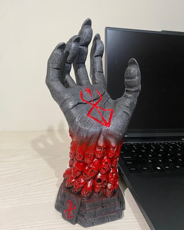 Cyberpunk Mekanisk Håndstand - Universal Gaming Headset og Controller Holder til Skrivebord - Rød Red 1 Pack