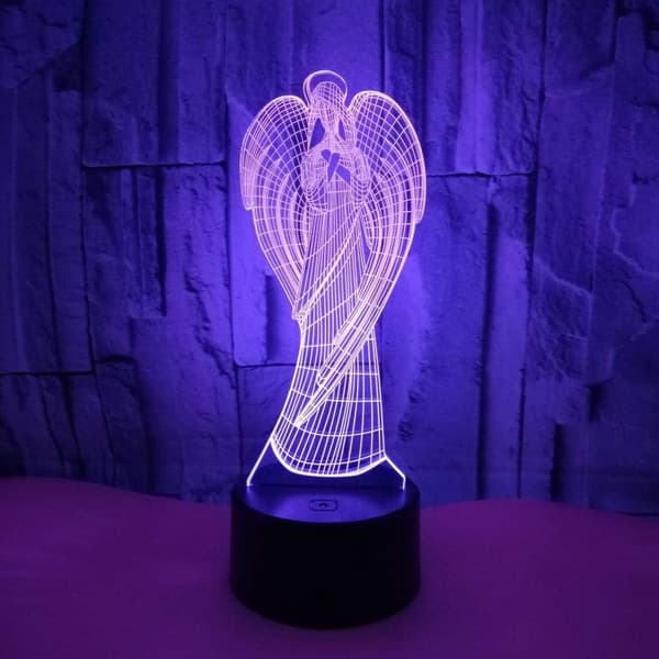 Ny Engel 3D Natlampe Gradient Farverig Touch USB Genopladelig