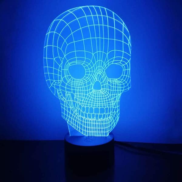 Kranie 3D Natlys LED Illusionslampe Seng Sidebord Bord La