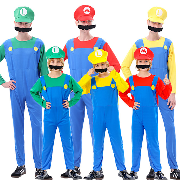 Barn Super Mario og Luigi Maskerade Kostyme Rørleggerbrødre Halloween Kostyme Red Children L