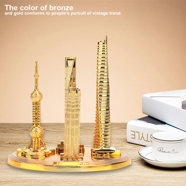 Shanghai Building Collection Modell Oriental Pearl Tower Global Financial Center Souvenir Gold L