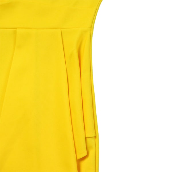 Temperament sexig enfärgad plisserad klänning (gul XXXL)
