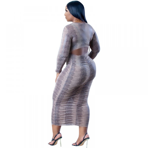 ress Kvinnors Mode Casual Tryckt Plisserad Klänning (Lila XL)