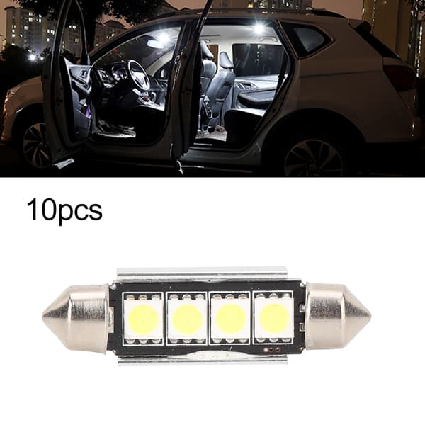 10 stk 41mm 4SMD Hvit Super Lys Bil Interiør LED Lyspære