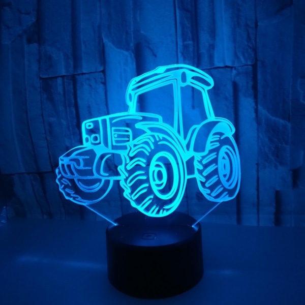 Traktor 3D nattlampa med fjärrkontroll och touch-kontroll, flera