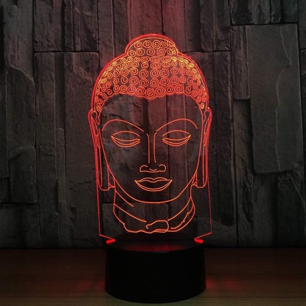 Nattlampe 3D Buddha Form Nattlys Fargerik USB Buddhisme