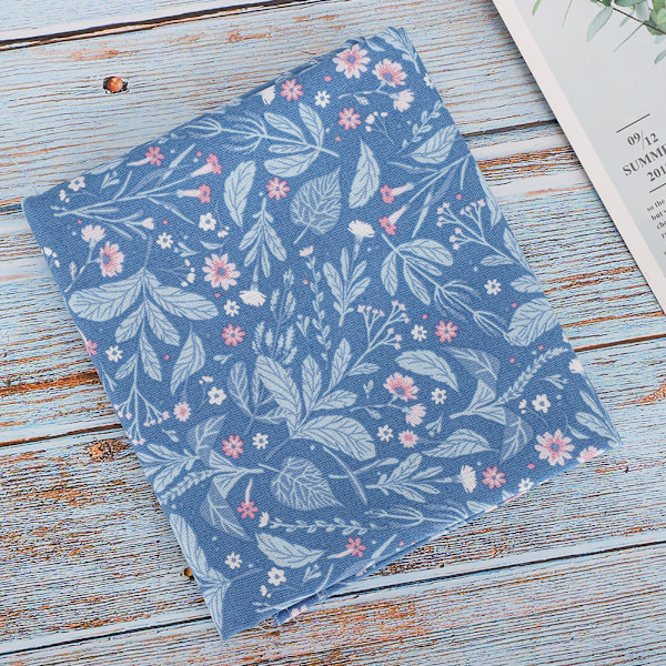 Växtblomma Bomullsduk Blommig Patch Work DIY Handgjorda Material Sytillbehör400304- Flora-Blå