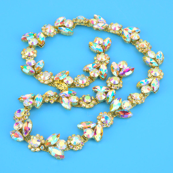 1 Yard Rhinestones Band Kristall Glas Borr Kedja Trim DIY Dekor Kläder Tillbehör (#5)