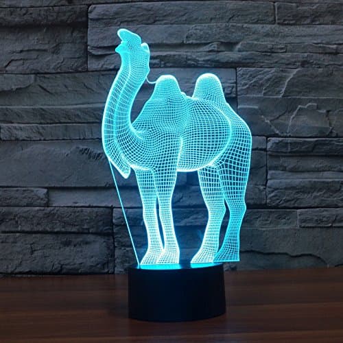 Nyhet Kamel 3D Nattlys LED USB 7 Fargeendring LED Bordlampe Julegave