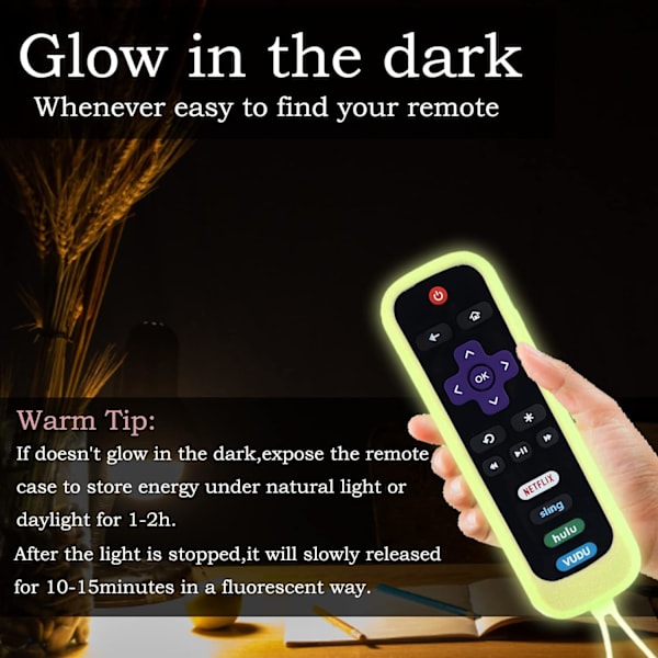 Fjärrkontrollskydd för Roku | 2-pack silikon universal skyddande kontrollfodral för Hisense Roku TV-fjärrkontroll | Onn Roku TV | Roku Streaming Stick | Roku E
