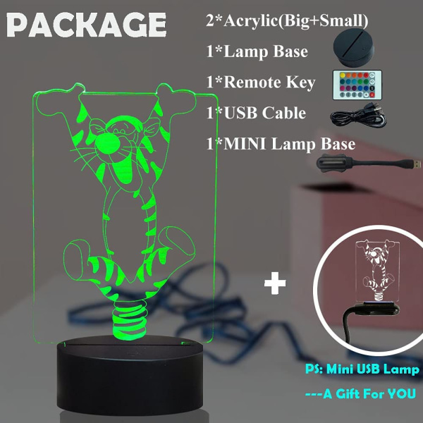 Joululahja Tiikerin Yövalo 3D Yölamppu Syntymäpäivälahja Pöytälamppu 16 Väriä Vaihtuva USB Kosketus Poikaleikki Tunnelma Lamppu Kaukosäätimellä Eläin