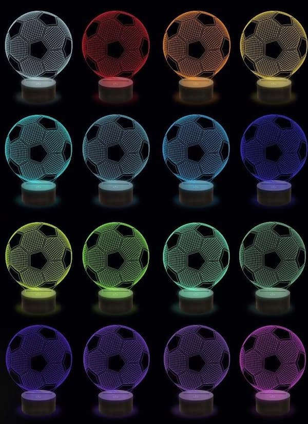 Fodbold 3D LED Natlampe Touch Bord Skrivebord Optisk Illusion