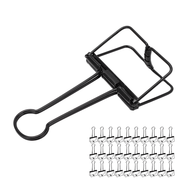 30 stk. Wire Binder Clips 2 tommer hul ud stærk klemning multifunktionelle små binder clips til noter billetter papirer sort