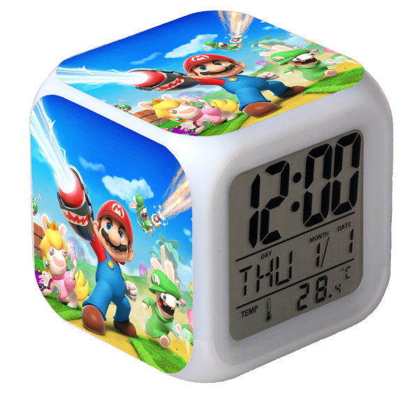 R-timer Super Mario Bros 7-färgad digital klocka 32