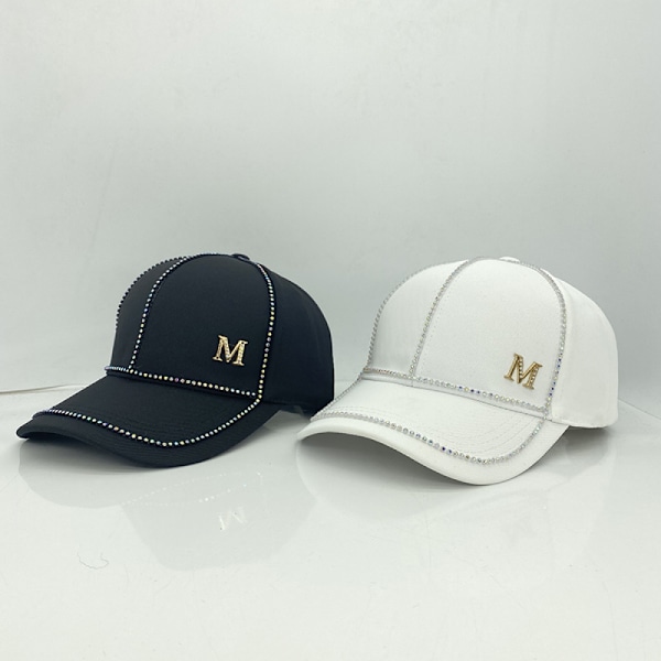 Rhinestone M Standard Vild Baseball Cap Dame Forår Og S White