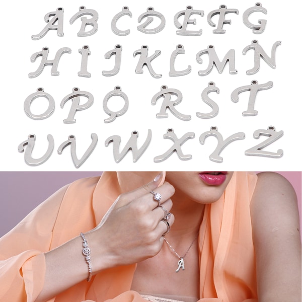 26st DIY brevhänge Handgjorda halsband Armband Smycken Hantverk Tillbehör Rostfritt stål Färg-26st/väska