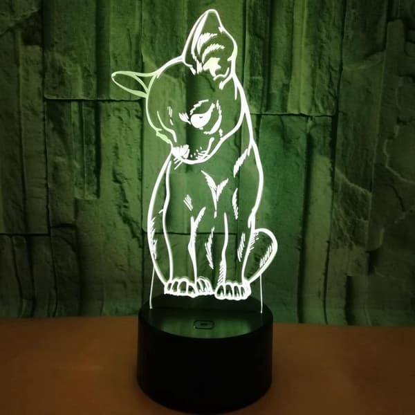 Dyrekatt Leker 3D Illusjon Nattlys Smart Touch Lampe, Cr