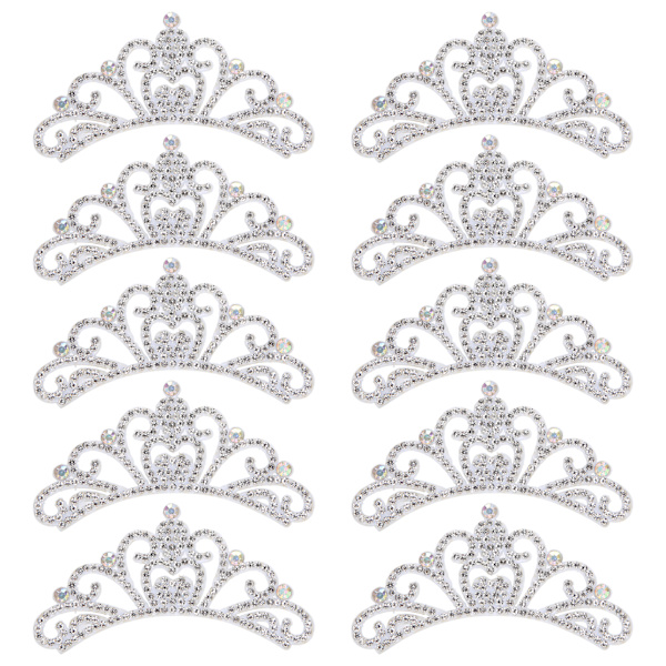 10 st Rhinestones tygapplikationer kronformade lappar klädtillbehör 8,3x4,5 cm vit