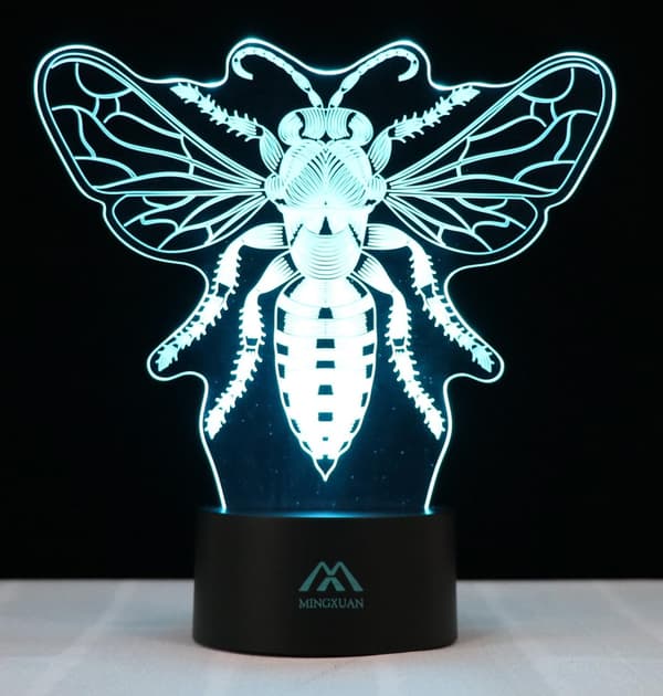 3D Drosophila Natlampe Illusion Dyr lampe 7 Farve Touch