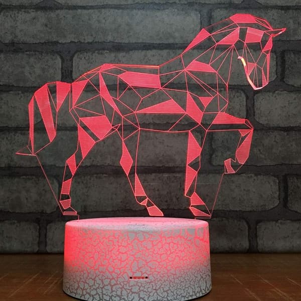 Hest 3D Optisk Illusions Nattlys Bordlampe Fjernkontroll