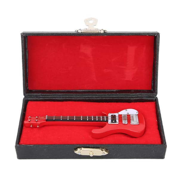 Miniatyr trä simulering elgitarr modell musikinstrument prydnader presenter röd