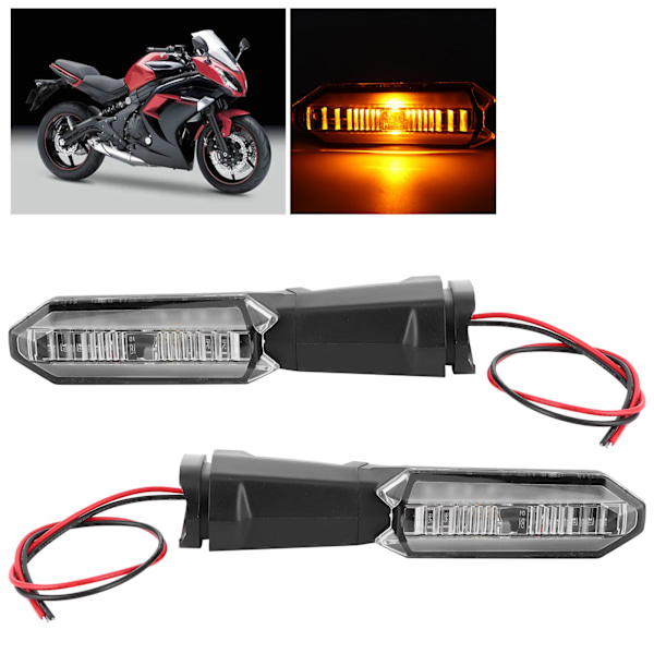 2 st 12V LED Blinkers Amber Färg Passar Kawasaki Z250 Z800 Z900 Z900RS Z1000 Transparent Lins