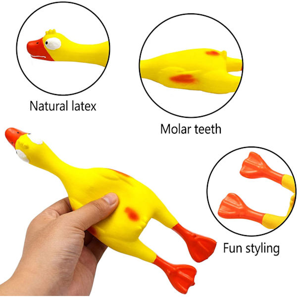 Skrikande gummikyckling hund squeaky leksak, latex tugga molar D