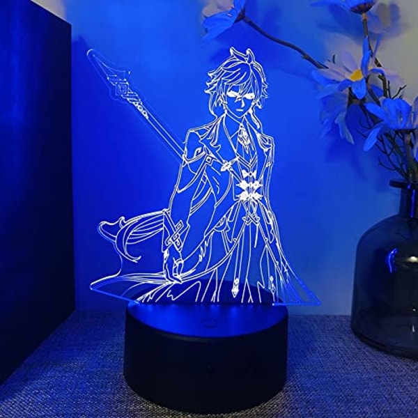 Genshin Impact 3D Lampe Nattlys for Soverom Innredning LED Lys Atmosfærisk Lys Barnegave