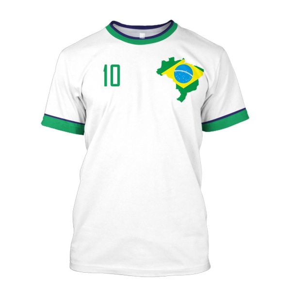 Brazil Jersey Herr T-shirt O-ringad Oversized kortärmad Herrkläder 3D print Brasiliansk flagga urval fotbollslagströja,Q00118T,3XL