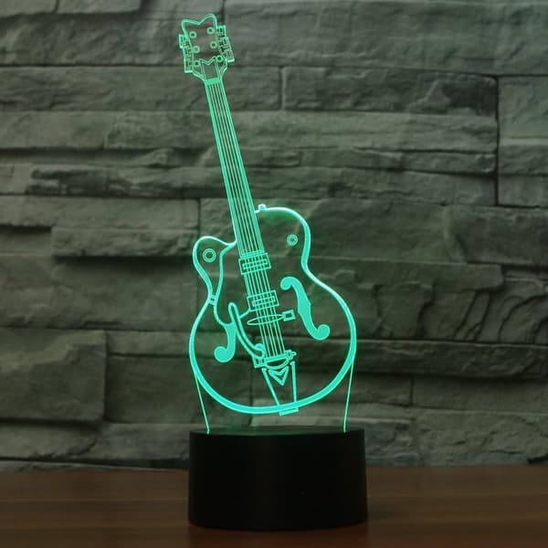 3D gitarr nattlampa bord skrivbord optisk illusion lampor 7 Co