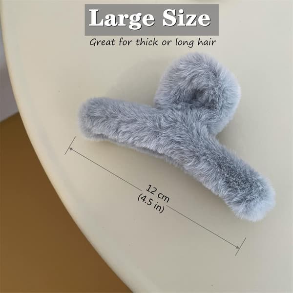 7 stk. 4,5 tommer lodne hårkløer til kvinder og piger, søde fluffy hårklemmer, bløde skridsikre hårspænder til tykt hår