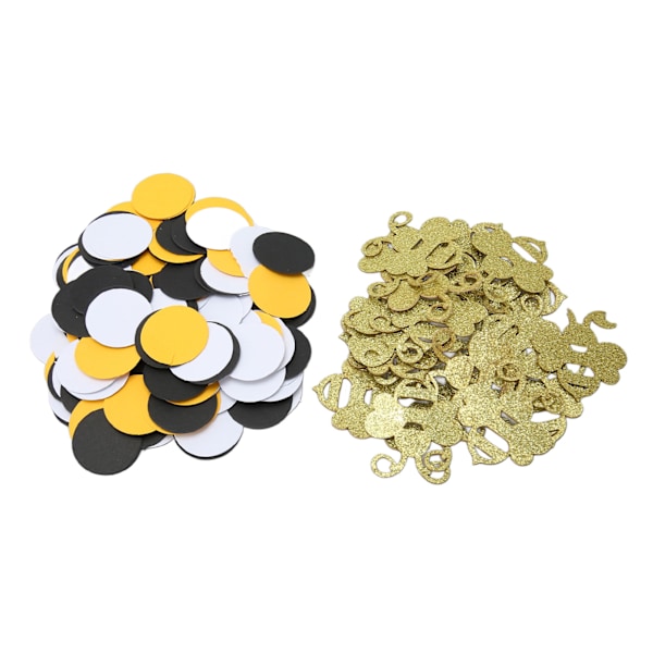 100 stk Bie Konfetter Gul Svart Hvit Sirkel Gull Glitter Bie Temafest Dekorasjon for DIY