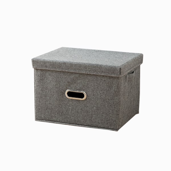 Fällbara förvaringslådor med lock i linnetyg, stapelbara
