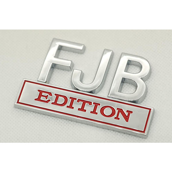 2 stk. FJB Emblem 3D Fender Badge Decal Bil Lastbil Metal Udskiftning til Universal Bil, Bil, Lastbil, SUV Krom Rød