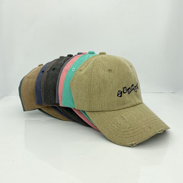 Baseballkasket, justerbar, slidt bomuld, V-stil Mocha