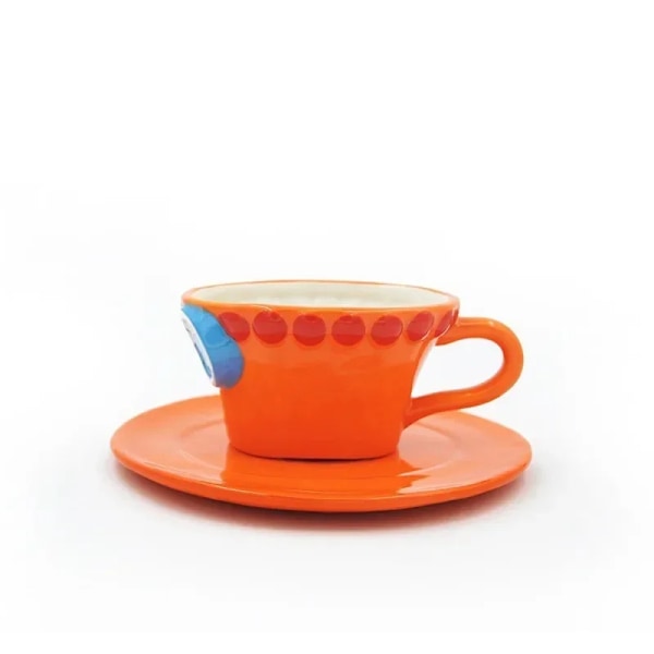 Anime Kaffemugg med Fat Kreativ Luffy Ace Sabo Tre Bröder Hattformad Keramisk Kaffekopp Barns Födelsedagspresent Kopp Eiss