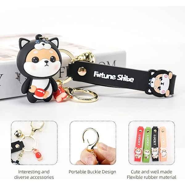 Sööt Keychain Kawaii Anime Avaimenperät Lapsille Reppujen Ripustuskorut Avaimenperä Tarvike Ystävän Lahja Naisille Tytölle Black Dog