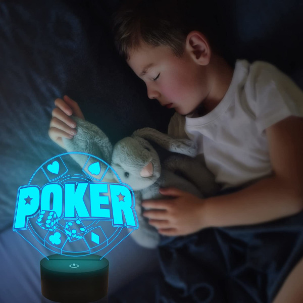 Poker Terninger 3D Lys, Attivolife LED Hologram Natlampe Bordlampe