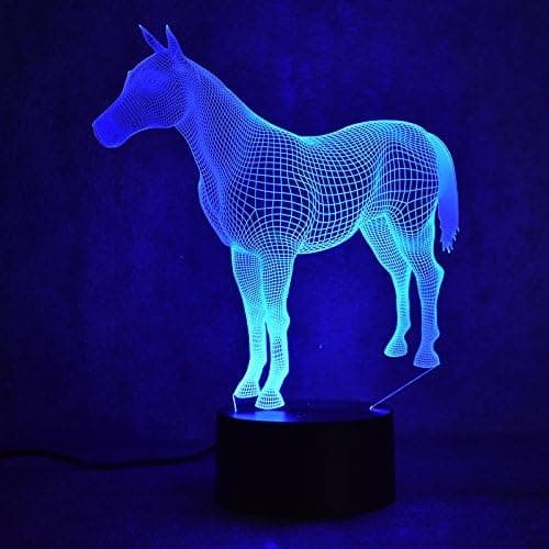 3D Hest Nattlys Lampe LED Illusjon 7 Fargeendrende Berøring