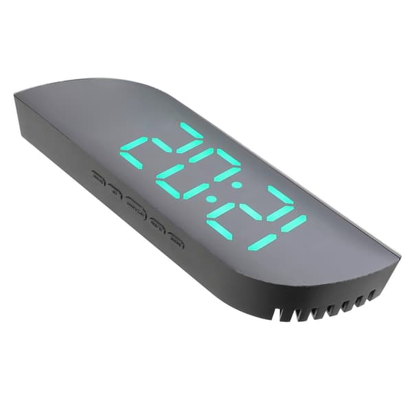 LED-spegelklocka USB-kontakt AAA-batteribackup Snooze Digital väckarklocka med datumtemperaturvisning för sovrum