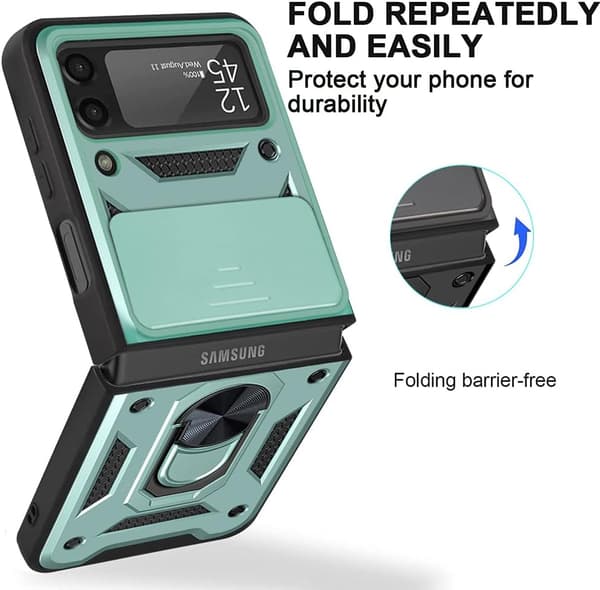 Kompatibel med Samsung Galaxy Z Flip 3 Case, [Militær Gra