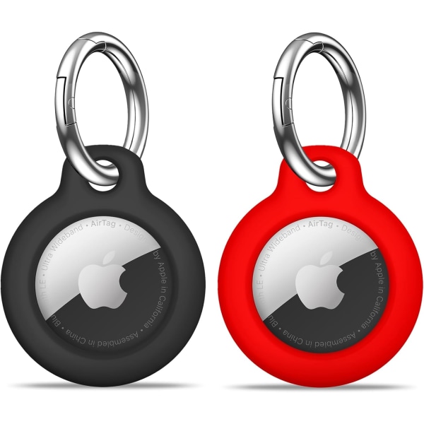 【2-pakkaus】 Airtag-pidike Air Tag -kotelo avaimenperällä, naarmuuntumaton Airtags-avainperä Apple Air Tagseille, Airtag-tarvikkeet GPS-esineiden paikantimelle, Black Red