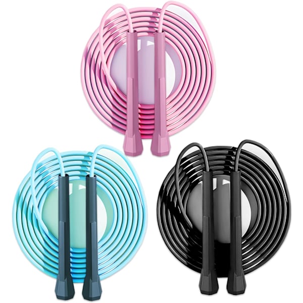 Børnehoppetov - Speed Jump Rope til børn 8-12, letvægts, tangle-fri, justerbar, perfekt til småbørn, voksne begyndere, hoppetov til fitness, forbedre 3PC