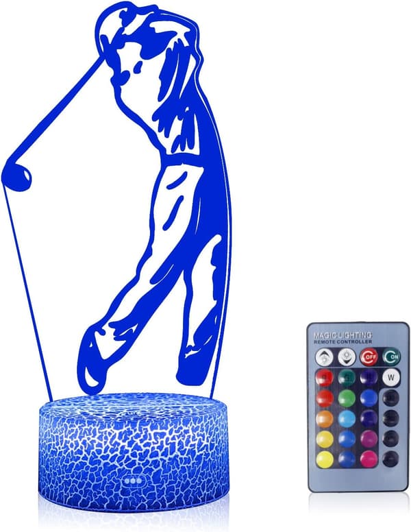 3D Illusion Golf Natlampe 16 Farveskift Touch Whit