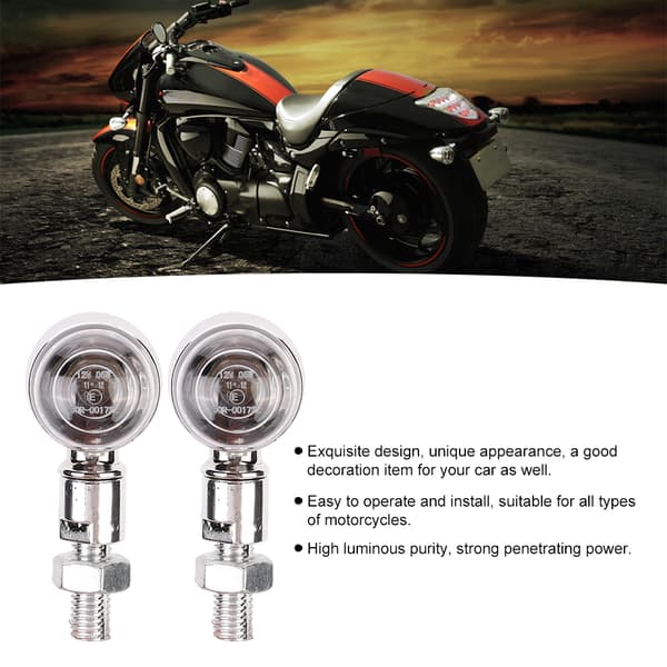 2 stk. Motorcykel Kugle Blinklys Indikatorlys Modificeringstilbehør Sølv Transparent Dæksel