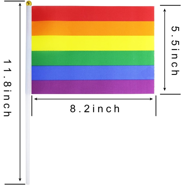 Sateenkaarikäden heiluttava lippu raidallinen sateenkaarilippu, jossa on pieni minilippulippu, 50 kappaleen pakkaus (2019Lesbo)