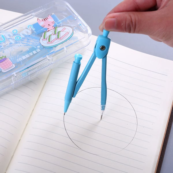7 st geometriska set bärbara söta tecknade plastmatematik geometri ritset student kontorsmaterial ritverktyg 7 st färgmix
